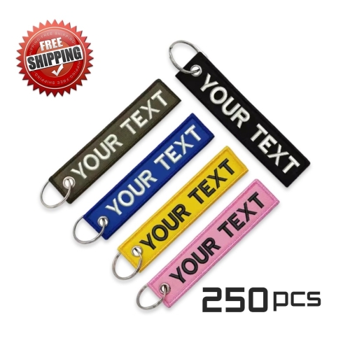 Custom Fabric Keychain with Your Text 250Pcs Free Shipping - 1