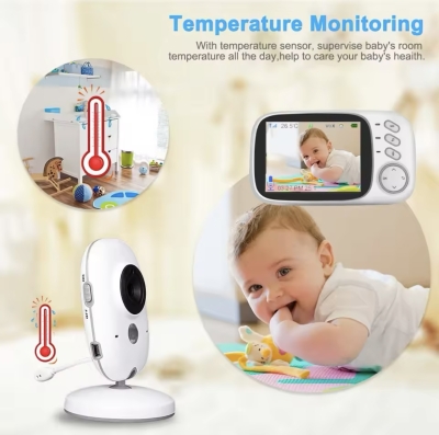 iDragon 3.2'' Video Baby Monitor Two-way Audio Night Vision 2.4G Mother Kids Pet Surveillance Camera Temperature Monitoring Screen - 4