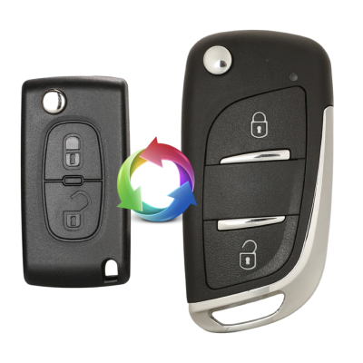 Peugeot 2Btn Modified Flip Key Shell (with Battery Holder) - 1