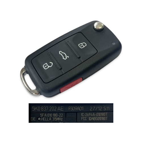 Volkswagen 4Bt UDS Remote Key 315MHz 5K0837202AE - 2