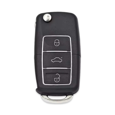 Volkswagen Chrome 3Btn Remote Key Shell with Battery Holder and Head - 1